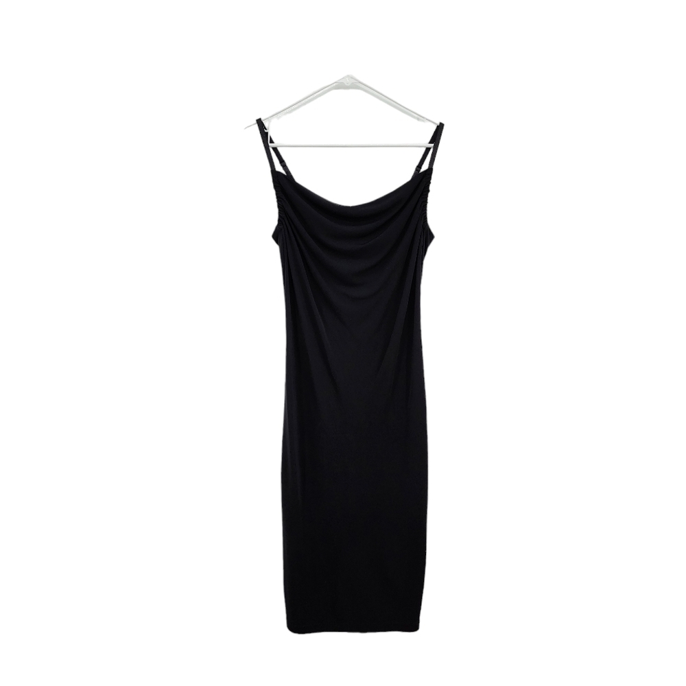 Mary McFadden Vintage Women's Bodycon Cowl Neck Strap Midi Dress - M